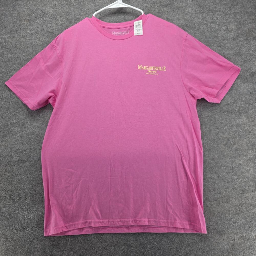 Margaritaville Shirt Mens L Pink Short Sleeve Crewneck Tagless Resort Logo